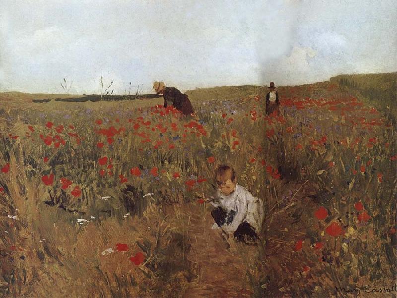 Mary Cassatt People Picking up the flower at the field oil painting image